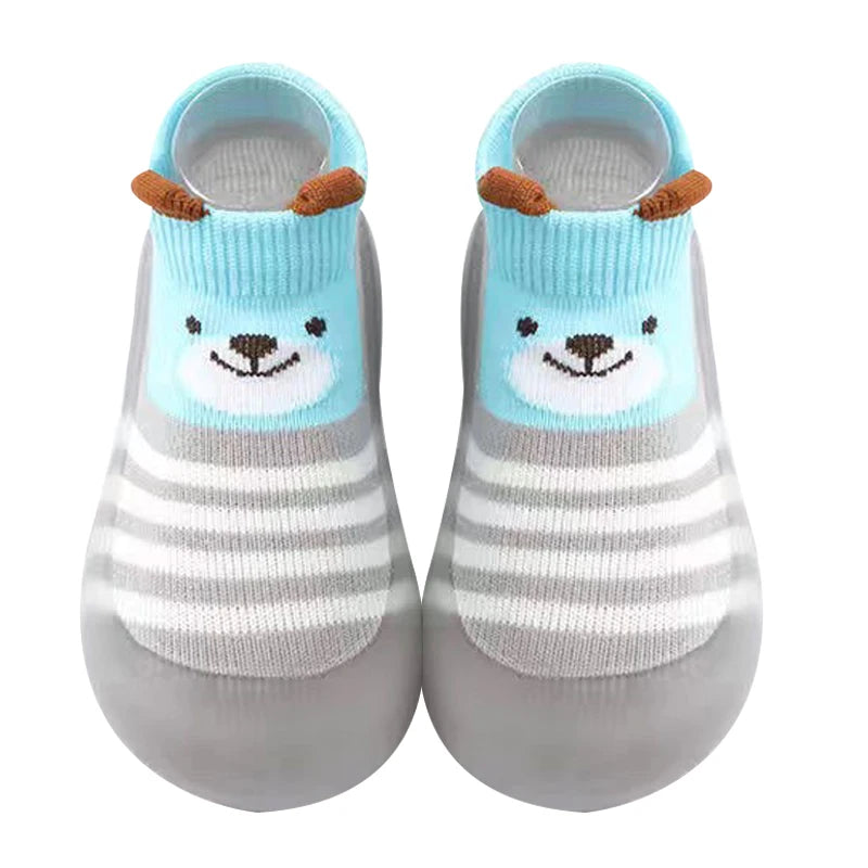 Animal Pattern Baby Floor Socks Non-Slip Silicone Sole Cute Cartoon Toddler Shoes Breathable Casual Cotton Baby Boys Girls Shoes