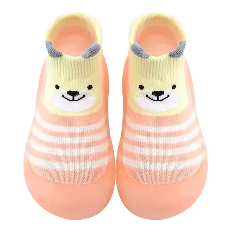 Animal Pattern Baby Floor Socks Non-Slip Silicone Sole Cute Cartoon Toddler Shoes Breathable Casual Cotton Baby Boys Girls Shoes