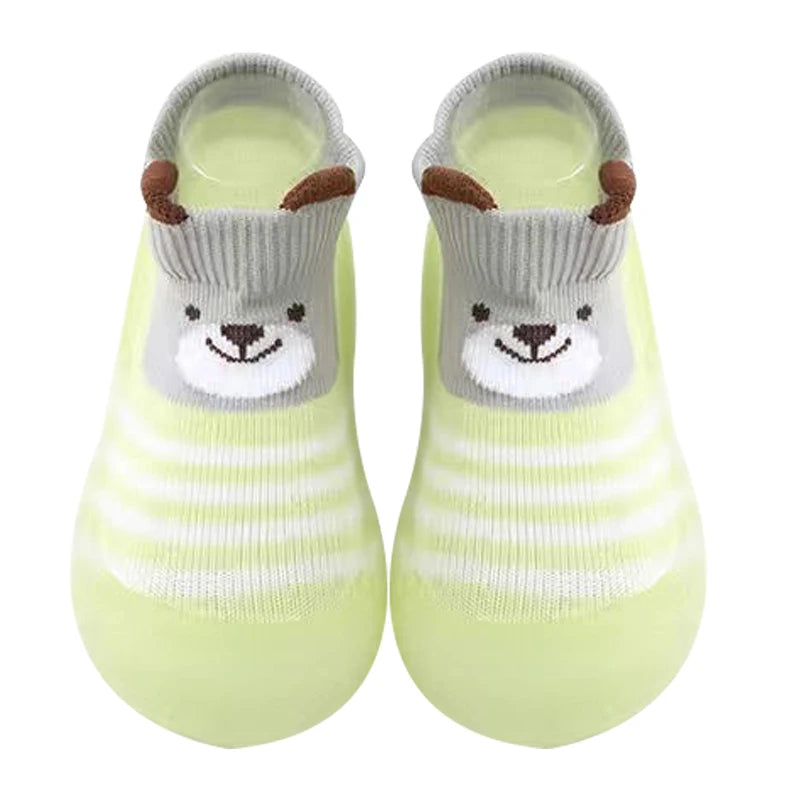 Animal Pattern Baby Floor Socks Non-Slip Silicone Sole Cute Cartoon Toddler Shoes Breathable Casual Cotton Baby Boys Girls Shoes