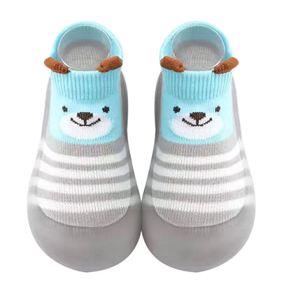 Animal Pattern Baby Floor Socks Non-Slip Silicone Sole Cute Cartoon Toddler Shoes Breathable Casual Cotton Baby Boys Girls Shoes