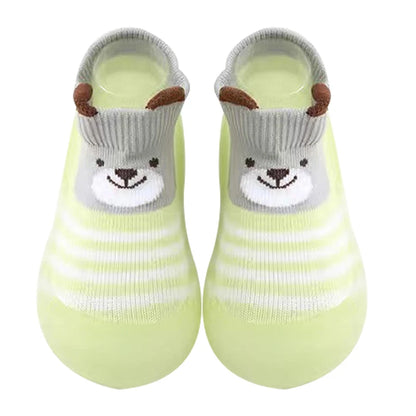 Animal Pattern Baby Floor Socks Non-Slip Silicone Sole Cute Cartoon Toddler Shoes Breathable Casual Cotton Baby Boys Girls Shoes